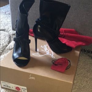 Christian Louboutin peep toe leather booties *NEW